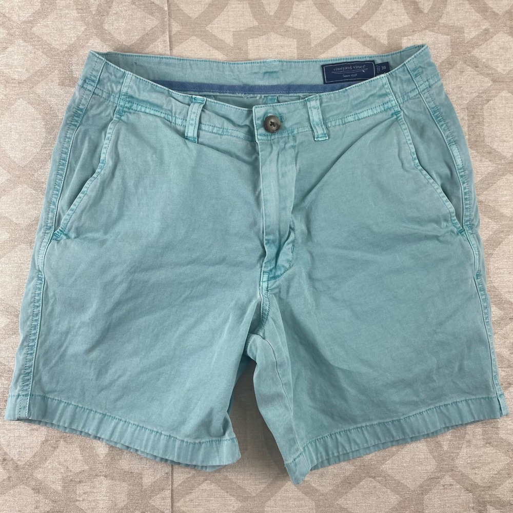Vineyard Vines Mens Island Short Turquoise Seafoam Green Size 30 Cotton Chino